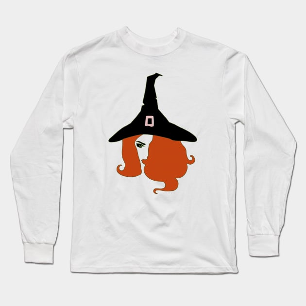 Red Haired Witch Long Sleeve T-Shirt by SandraKC